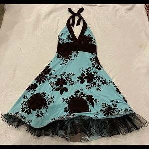 Blue Floral Halter Sundress